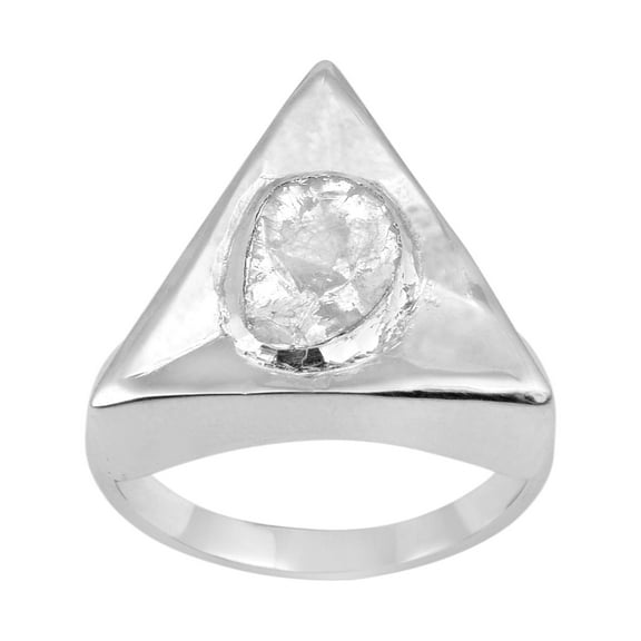 0.50 CTW Natural Diamond Polki Valentines Day Gifts Women Solitaire Ring 925 Sterling Silver