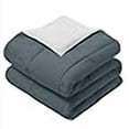 thumbnail image 3 of Wholesale Beddings Throw Blanket, Reversible Soft Medium Warmth (50-Inch Wide x 75-Inch Long) Down Alternative Comforter, Navy-Grey, 3 of 4