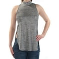 thumbnail image 3 of BAR III Womens Silver Slitted Heather Sleeveless Turtle Neck Top Size: S, 3 of 4