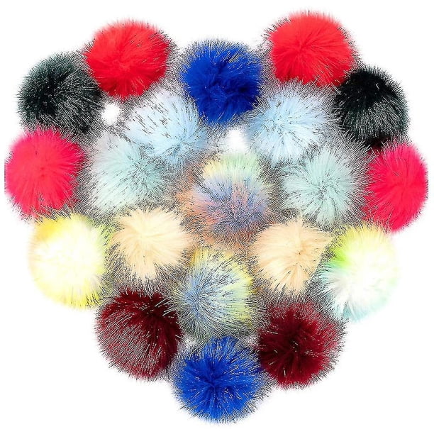 20 Piezas Pompones De Piel De Zorro Sintético Bolas Juego De Pompones De Colores Brillantes Para Sombreros Diy Hy