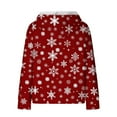 thumbnail image 4 of Simua Merry Christmas Hoodies for Women Print Tops Pullover Drawstring Hooded Sweatshirt with Pocket, 4 of 6