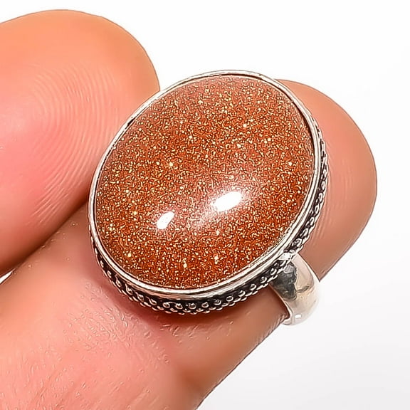 Golden Sunstone 925 Sterling Silver Ring Size 7|Handmade Ring, Gift for her, Golden Ring, Gemstone Silver Jewelry