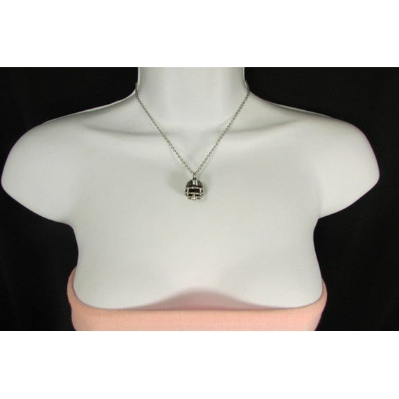 Women Fashion Necklace Silver Chains Football Bling Team Helmet Sport Pendant