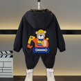 thumbnail image 2 of Afuyipoi Kids Hooded Print Jacket Lightweight 1-11 Years Waterproof Windbreaker Fall Outdoor Top for Boys Girls Black Size 7, 2 of 7