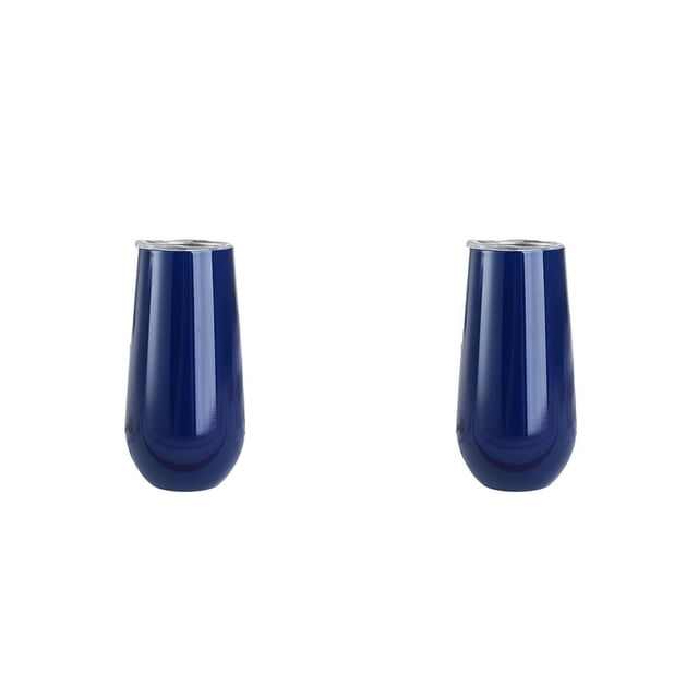 Inteprter Copas de cóctel de doble capa para mantener el calor, estructura firme de varios colores, flauta de champán, vaso de vino, azul oscuro Azul oscuro brillante arpox.180ml 2piezas Inteprter CBP277457