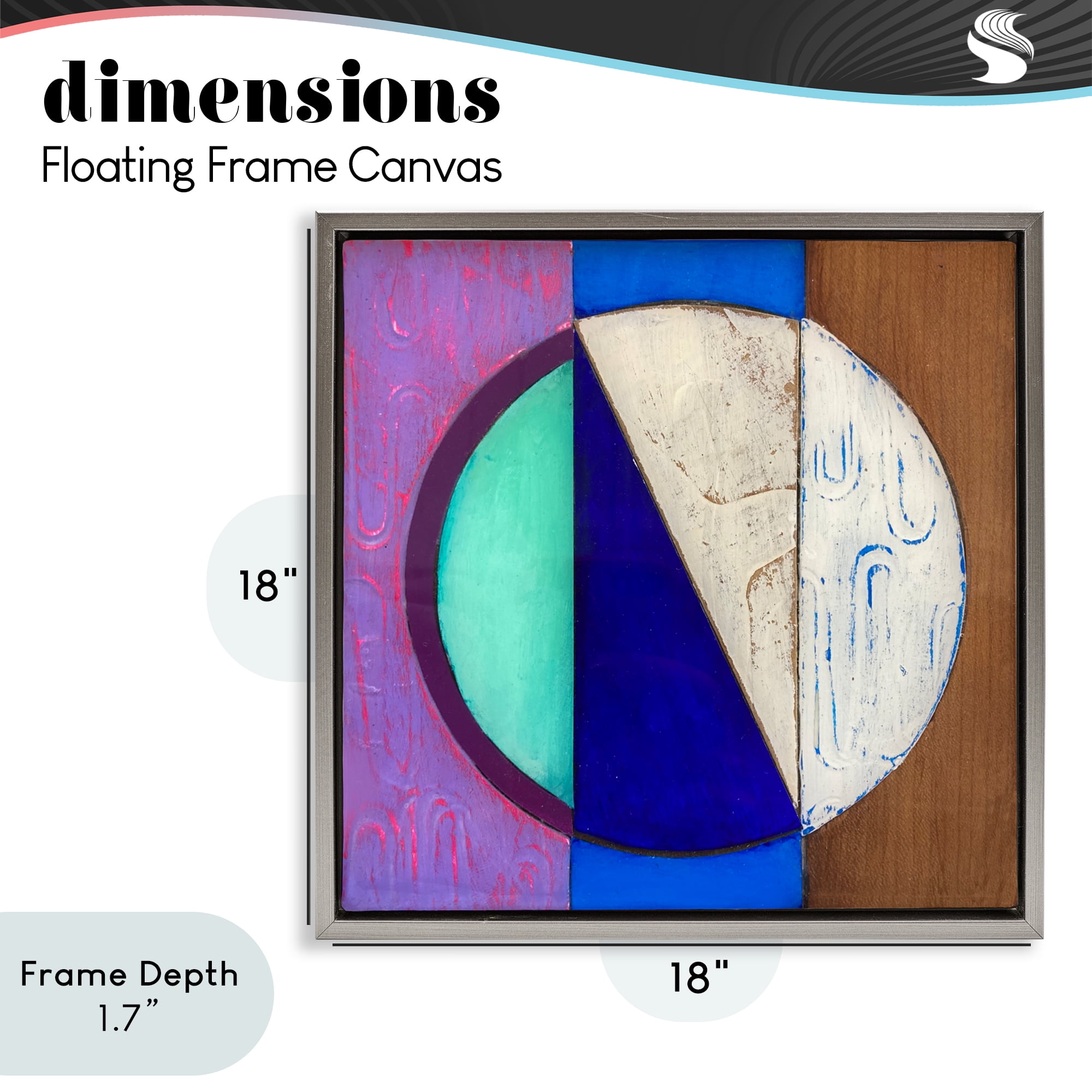 Stupell Industries Structured Blue & Purple Circle Gray Framed Floater Canvas Wall Art, design by Matthew Finger