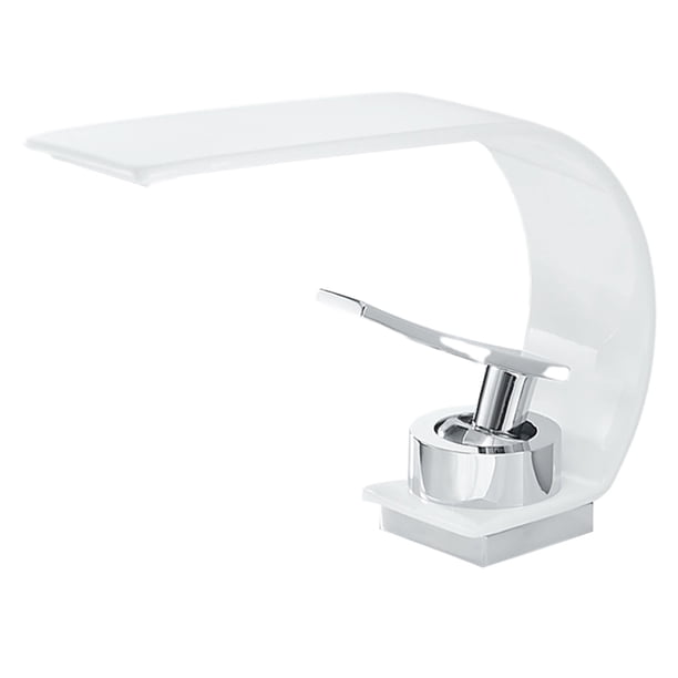 Bearachild Grifo de baño sin goteo de metal, diga adiós al desperdicio de agua, elegante grifo de lavabo frío, fácil de instalar Accesorios de baño blanco plateado