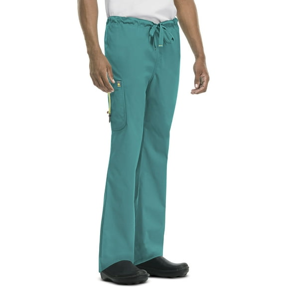 Code Happy Men's Drawstring Antimicrobial   Fluid Barrier Cargo Scrub Bottoms