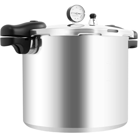 Pressure Cooker, 23 Quart Large Pressure Canner, Pressure Gauge & Pressure Regulator,Anti-scald Handle and Silicone Ring,Suitable for Canning, Steaming, and Stewing - Aluminium,Large Capacity,90kpa