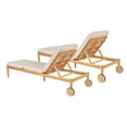 thumbnail image 5 of Olurrisa Outdoor Acacia Wood Chaise Lounge Set of 2 with Wheels, Beige Cushion & Light Teak Frame for Patio Poolside, 5 of 8