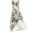 thumbnail image 3 of PENGXIANG Robe Blanche Grande Taille Femme Vintage Col en V Imprimé Floral Sans Manches Robe Maxi, 3 of 6