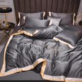 thumbnail image 1 of Juego de cuatro piezas de seda lavada de estilo 60 en color sólido, juego de tres piezas de tencel bordado, funda de edredón de seda helada, funda de cama, 1 of 5