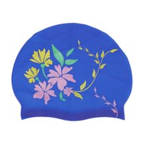Unique Bargains 1 Pc Waterproof Morning Glory Pattern Swim Cap Pink Blue Yellow