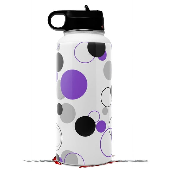 Skin Wrap Decal compatible with Hydro Flask Wide Mouth Bottle 32oz Lots of Dots Purple on White (BOTTLE NOT INCLUDED)