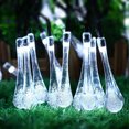 thumbnail image 1 of Solar String Lights 21ft 30 LED Waterproof Water Drop Fairy Lights 8 Modes for Gardens Patio Yard Wedding Party Decor, Cool White, 1 of 8