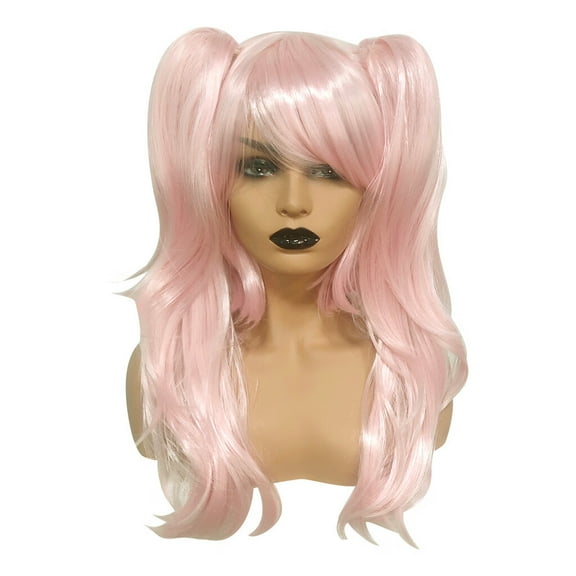 DOPI Fashion Women Natural Party Cosplay Pink Wave Sexy Curly Wavy Synthetic Wigs