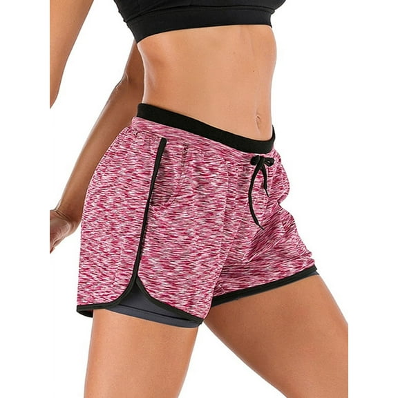 YouLoveIt Womens Yoga Shorts Double-layer High Waist Workout Yoga Shorts Athletic Sports Active Running Shorts with Pocket, Workout Active Running Shorts Casual Shorts