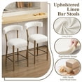 thumbnail image 6 of Dayalane 26.5" Counter Height Barstools Set of 2, Modern Farmhouse Bar Stools with Curved Back and Rubberwood Frame Upholstered Linen Kitchen Stool for Counter Bar Island Bar Pub, Beige, 6 of 13