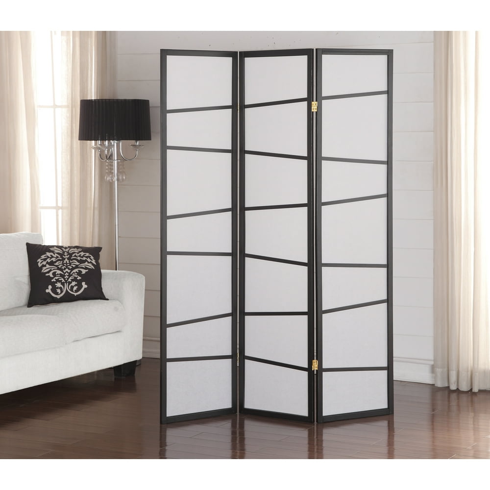 Roundhill Furniture 3 Panel Screen Room Divider, 71" Tall, Black