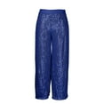 thumbnail image 4 of Women's Sequin Wide Leg Pants High Waisted Solid Color Dance Pants Loose for Night Out Glitter Trousers Clubwear Party Sparkly Pants, 4 of 9