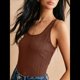 thumbnail image 5 of Camisetas Sin Mangas para Mujer, de Punto, con Cuello en U, Básicas e Informales de Verano. Marrón Oscuro XL, 5 of 9