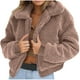 thumbnail image 2 of Abrigo informal de manga larga sin capucha para mujer, chaqueta de lana artificial cálida con cremallera, abrigo de invierno, 2 of 8