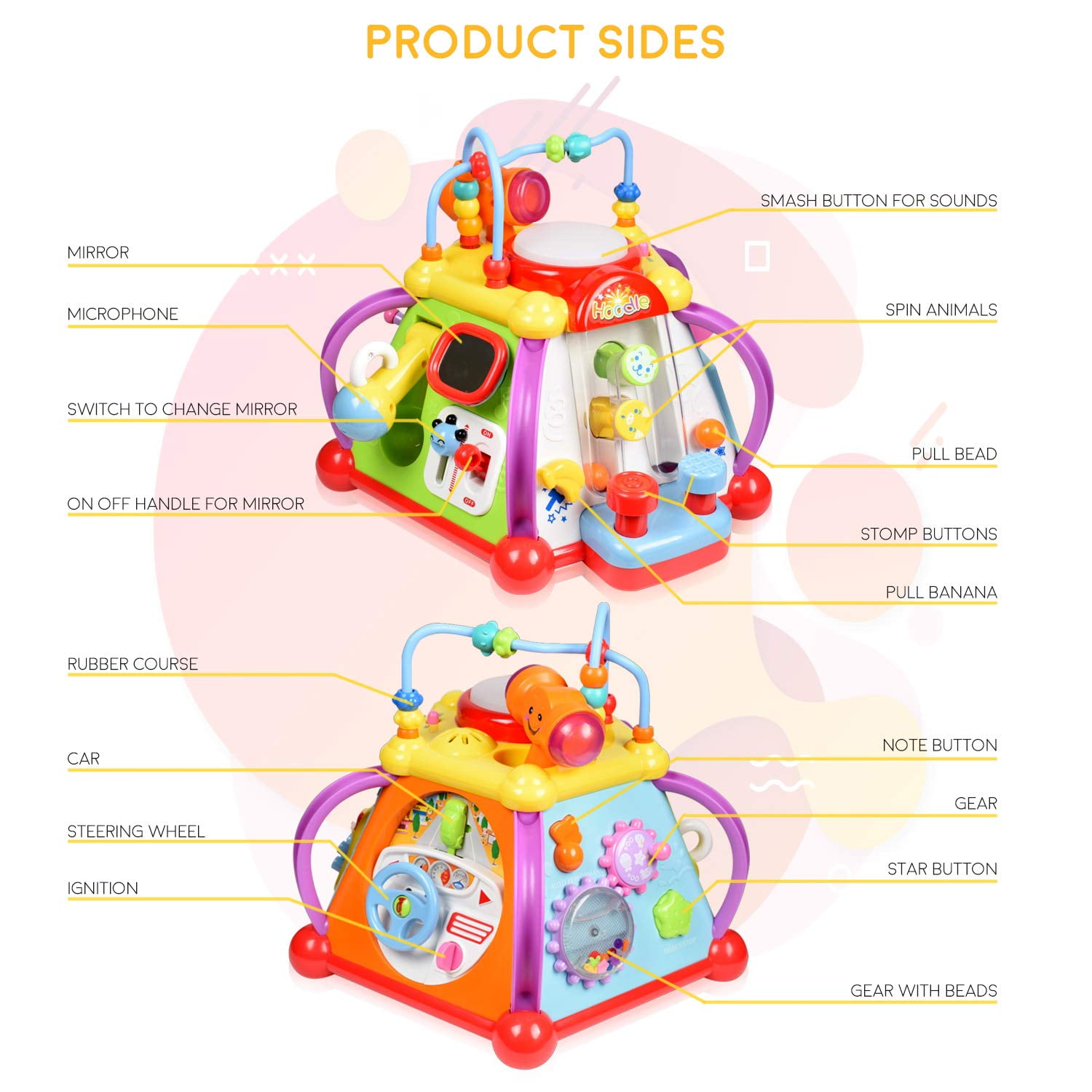 WolVol Educational Kids Toddler Baby Toy Musical Activity Cube Play Center
