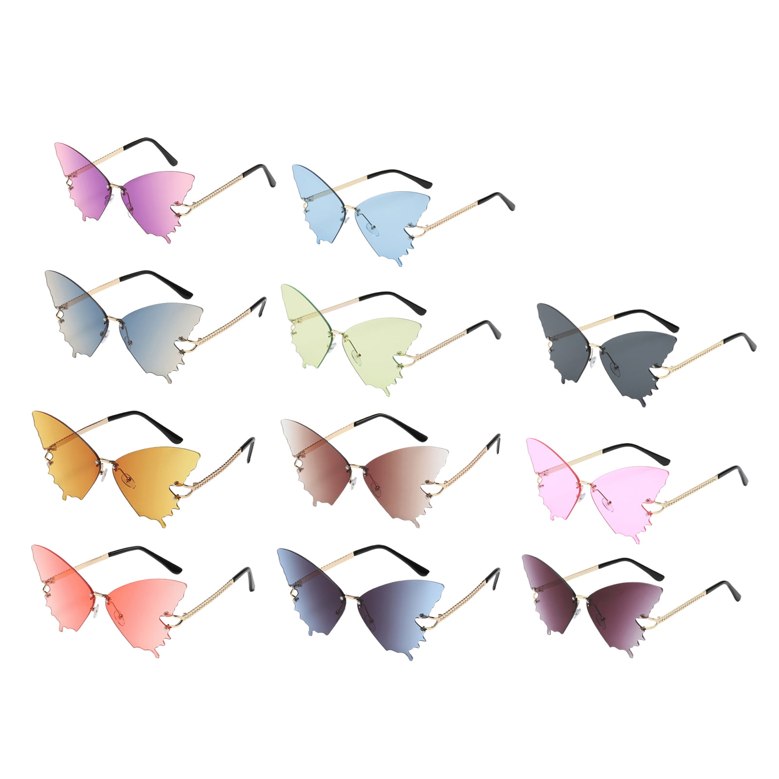 Harmtty Women's Butterflies Shape Rimless Sunglasses