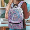 thumbnail image 5 of Psesaysky Dolphin Mermaid Scales Trippy Mushroom Backpack Kids School Bag, Cartoon Butterfly Snail BookBags 4 Pcs Lunch Box Water Bottle Carrier Bag, Starry Girls Boys Large Capacity Rucksack, 5 of 7
