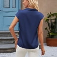 thumbnail image 2 of Plus Shirts for Women Plus Size Solid Color Cap Sleeve Satin Blouse, 2 of 6