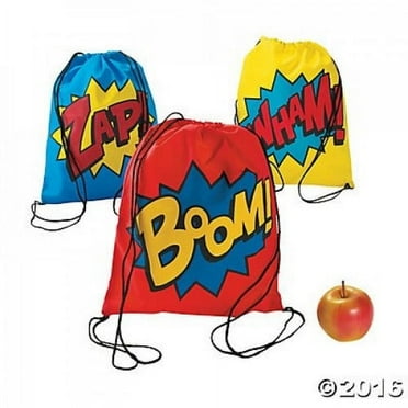 Superhero Pnw Drawstring Backpack - Favor Bagss - 12 Pieces