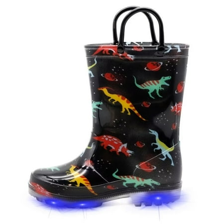 

EUXTERPA Toddler-Kids Light Up Rain Boots Boys Waterproof Rain Boots Toddler Size 9