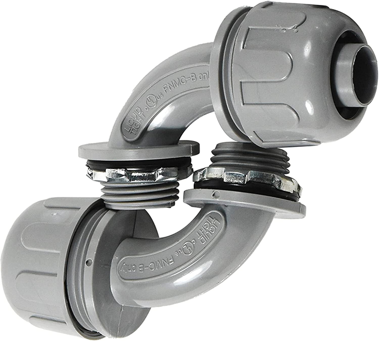 HQRP 2Pack 1/2Inch Nonmetallic Plastic Liquid Tight Connector 90