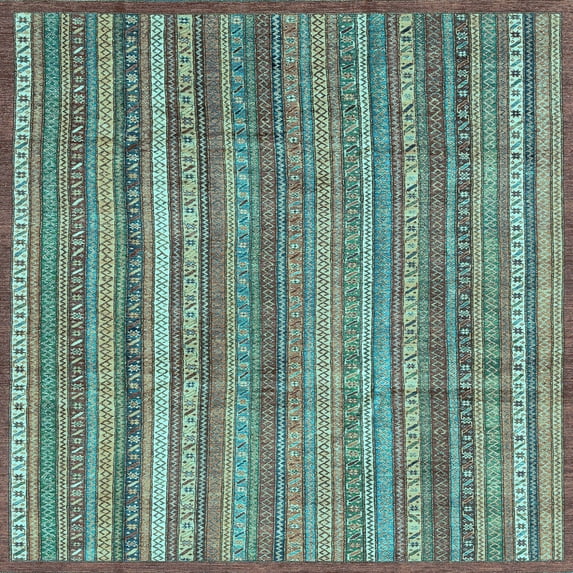 Ahgly Company Indoor Square Abstract Light Blue Modern Area Rugs, 6' Square