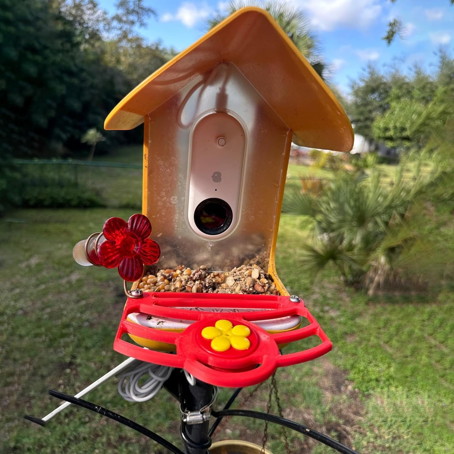 Perch with Built-in Hummingbird Feeder for Bird Buddy, ABS Wider Extension Perch, Smart Bird Feeder Accessories, DIY Add-ons for Backyard Birdwatching Garden Wildlife Observation