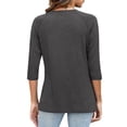 thumbnail image 4 of Gray Women's Long Sleeve T-shirt, Womens Tops Casual 3/4 Sleeve Crew Neck Shirts Loose Fit Tunic Blouses Summer Tees,Women's Long sleeve T-shirt M, 4 of 6