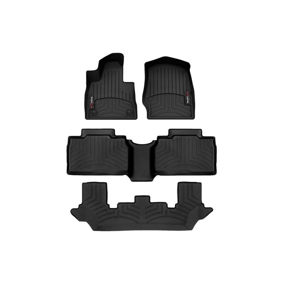 WeatherTech Custom Fit FloorLiners compatible with Ford Explorer, Explorer Hybrid, Explorer ST - Complete Set (1st, 2nd, & 3rd Row), Black