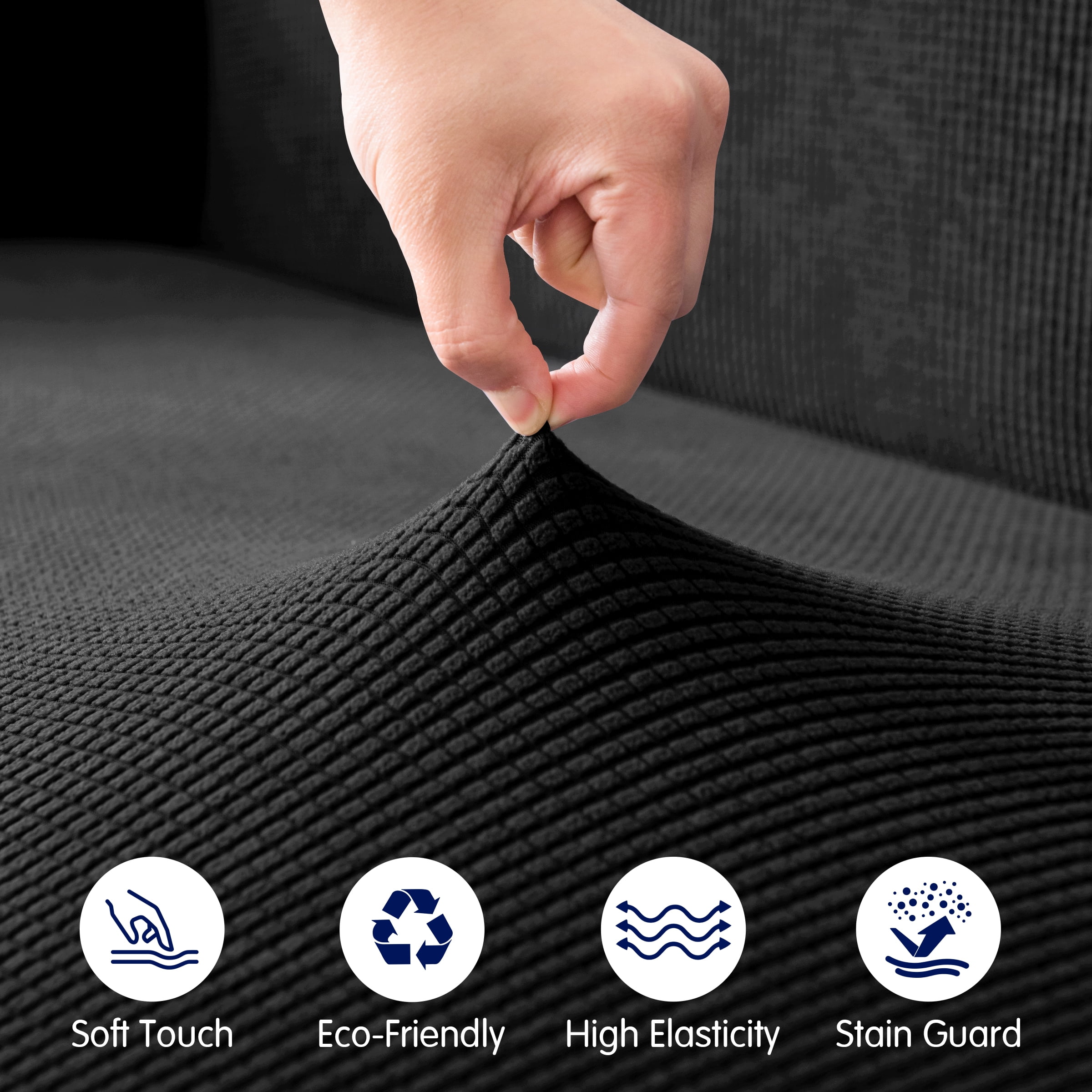 Subrtex  1 Piece Stretch Jacquard Couch Cover, Armchair Sofa Slipcover for 1 Cushion Couch, Machine Washable Furniture Protector (Armchair, Black)