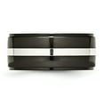 thumbnail image 3 of Titanium Black 925 Sterling Silver Inlay 10mm Band Ring Wedding Precious Metal, 3 of 10
