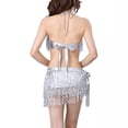 thumbnail image 5 of Sexlip Womens Belly Dance Costume Top And Skirt Set Sequin Design Sparkly Fabric Relaxed Silhouette for Themed Events Silver Free Size, 5 of 6