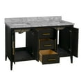 thumbnail image 3 of Parisian 60" Double Bathroom Vanity with Black Oak Cabinet and Carrara Marble Top, 3 of 7
