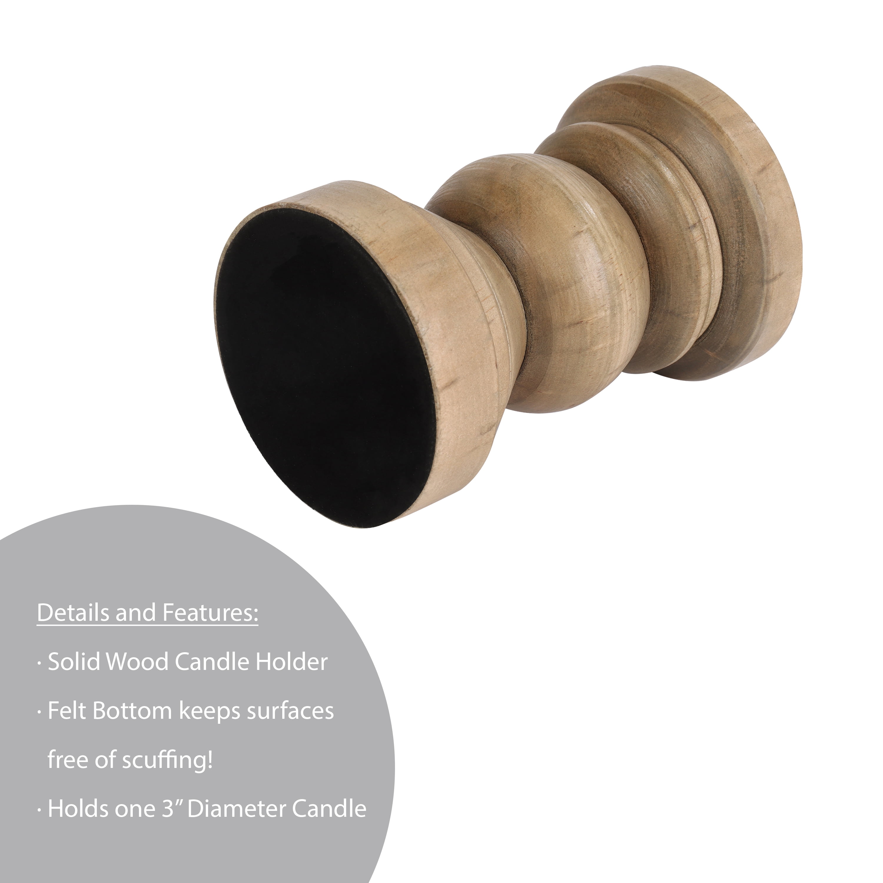 (2 pack) Mainstays 6" Decorative Wood Pillar Candle Holder, Natural