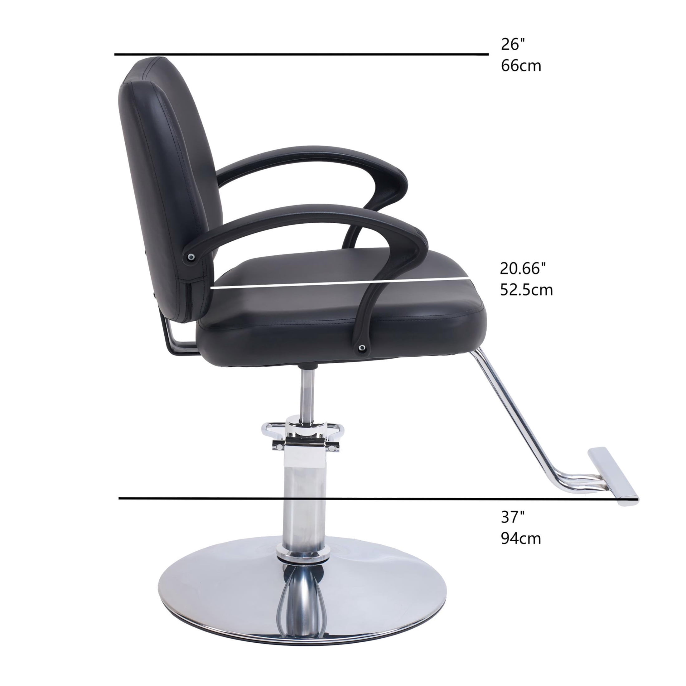 Noble House Hydraulic Barber Styling Chair, Adjustable Height, PU Upholstery, Black + Chrome