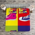 thumbnail image 3 of Ambesonne Pop Art Quilted Bedspread Set 3 Pcs, Retro Sport Shoes Print, Queen Size, Multicolor, 3 of 3