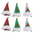 thumbnail image 1 of GOOHOCHY 6 pinzas para el pelo con forma de gorro de Papá Noel para Navidad, bonitas pinzas para el pelo, decoraciones para fiestas, accesorios para el pelo para niños (verde y rojo), 1 of 7