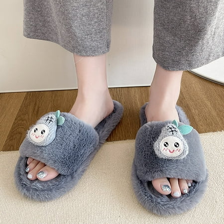 

Cathalem Fuzzy Slippers Women Slides Womens Slippers Indoor Home Fashion Fruits Spirit Lightweight Winter Women Bear Slippers Grey 6