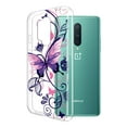 thumbnail image 2 of FINCIBO Soft TPU Clear Case Slim Protective Cover for OnePlus 8 Pro 6.8" 2020, Pink Purple Butterfly Curly Lines, 2 of 3