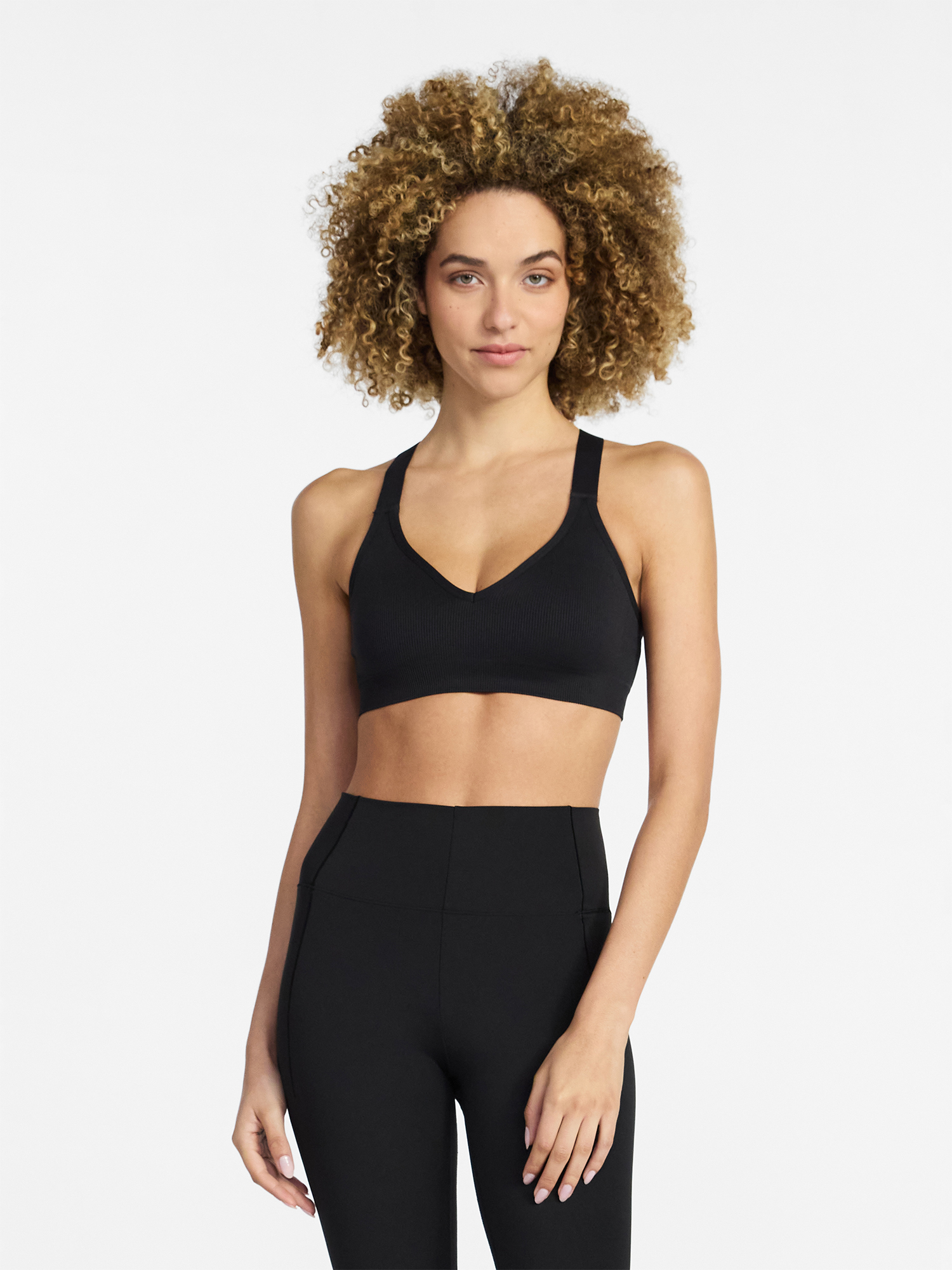 Avia Women's Seamless Rib Plunge Sports Bra, Low Support