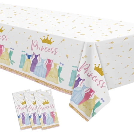 Princess Birthday Party Decorations Tablecloth, Princess Party Decorations Supplies Table Cover for Birthday Baby Shower, Table Cloth, 3 Pack, 55in x 86in