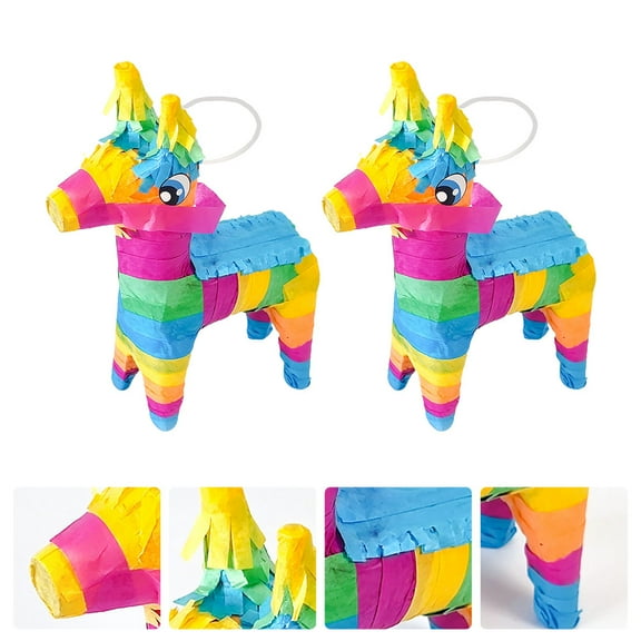 Toyvian 2pcs Pinata Toy Festive Decorations with Multi Colored Paper for Birthday Parties